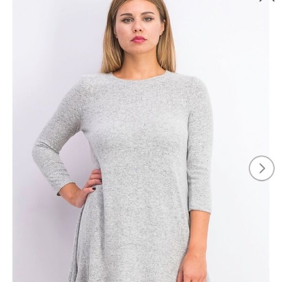 FORTUNE + IVY, Women’s Regina Hacci Knit Dress Sz L, Heather Gray, Long Sleeves - Picture 1 of 12
